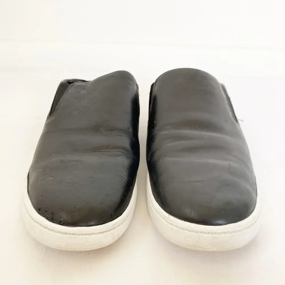 VINCE Verrell Slip-On Leather Sneaker in Black Size 8